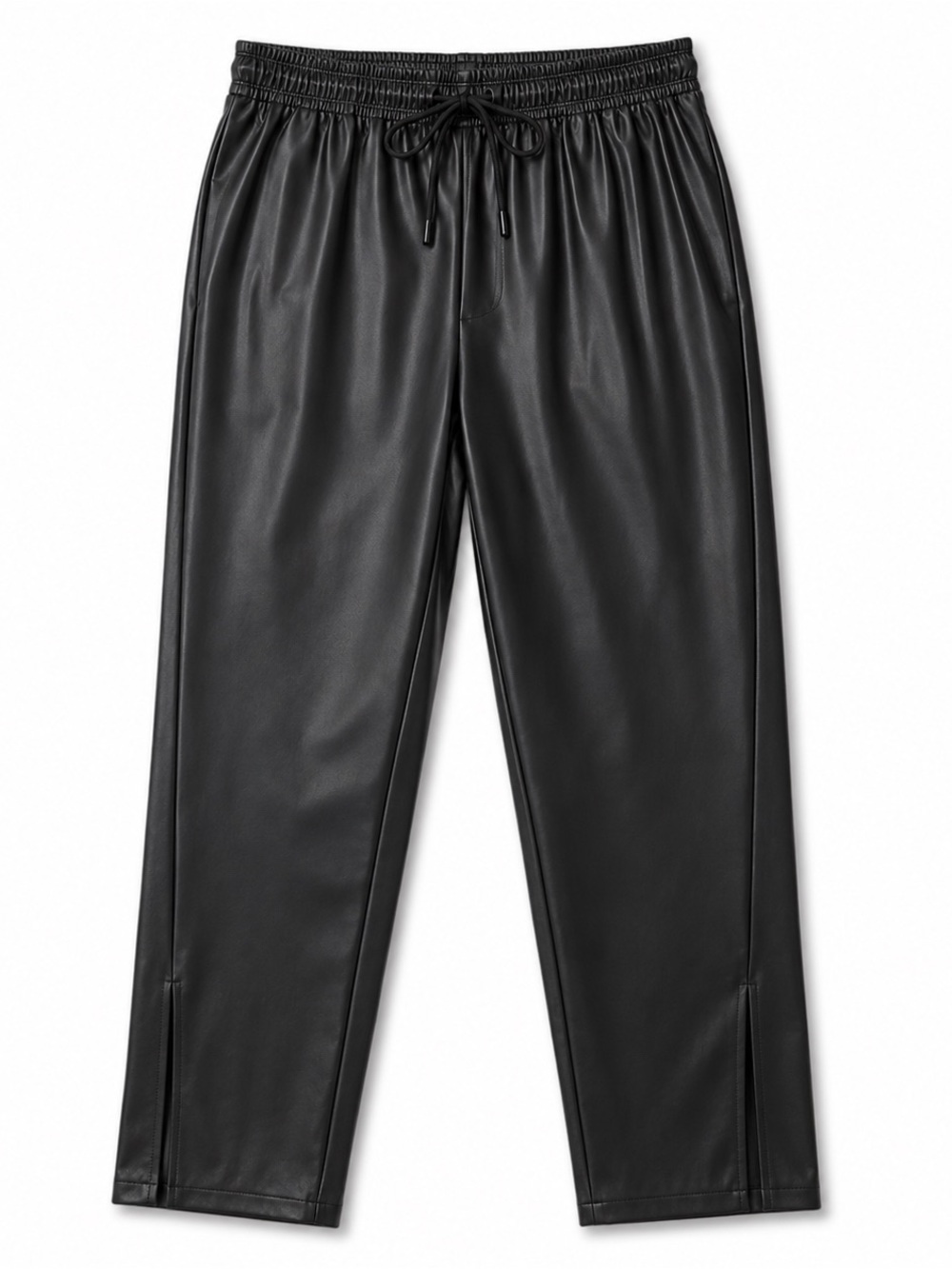 NEW! Theory Faux Leather Vegan Leather Tapered Pants with Slit Hem Black Size 2